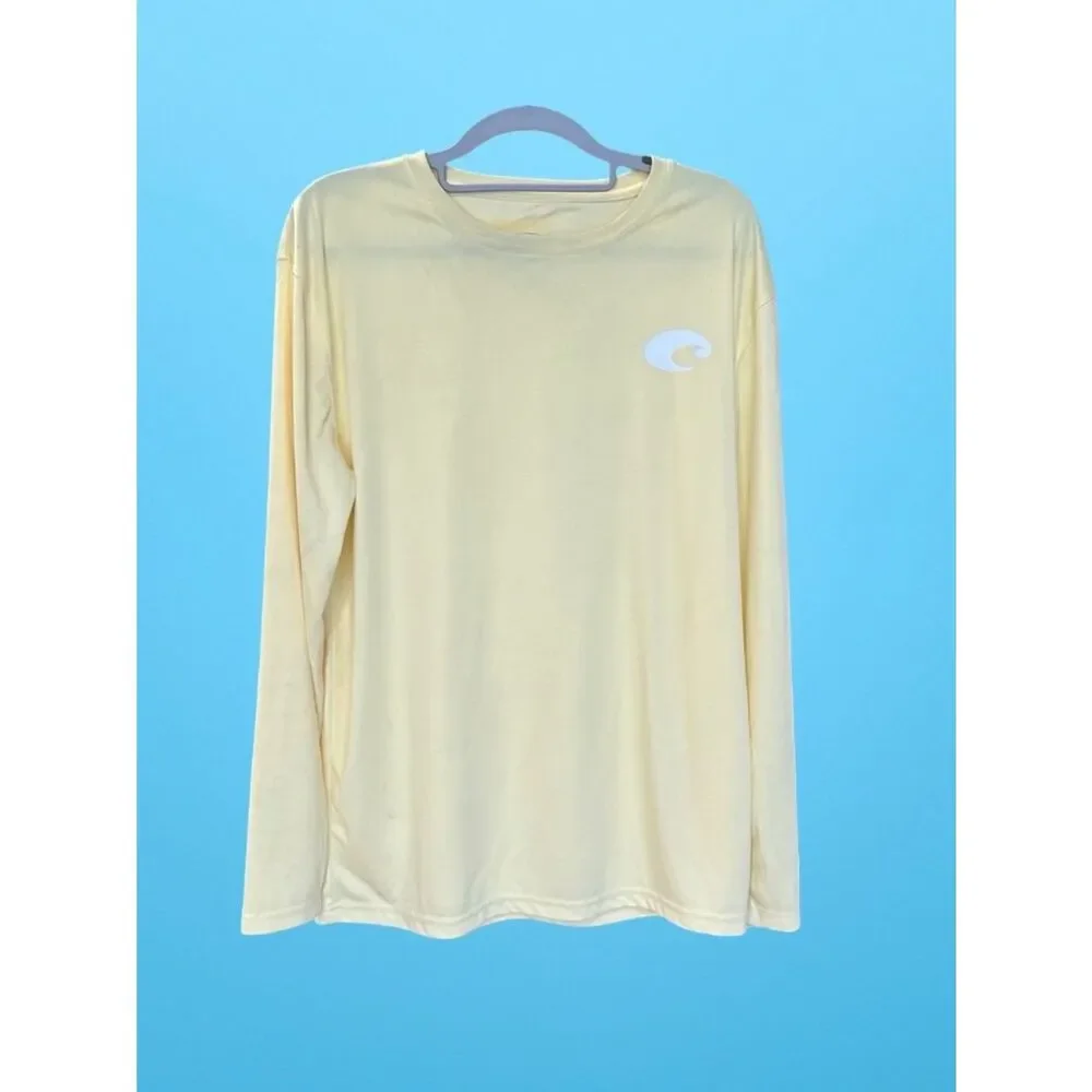 Costa Men's Sun Swim Fishing Long Sleeve Tee Shirt Yellow Large *CALL-OUTS*